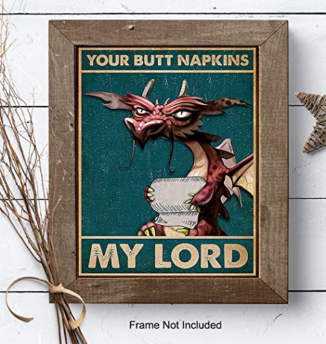 Funny Dragon Bathroom Wall Art - Mythical Decor