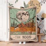 Moonlit Tarot Throw Blanket in Vintage Boho Style