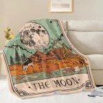 Moonlit Tarot Throw Blanket in Vintage Boho Style