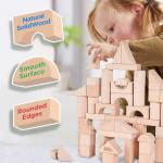 Wooden Building Blocks Set for Kids, 72 PCS