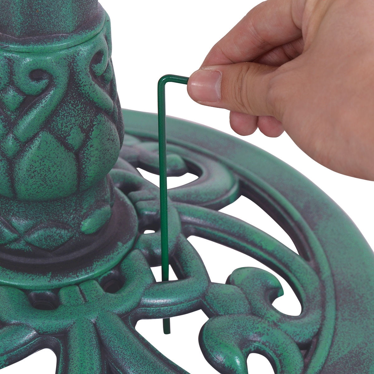 Green Pedestal Bird Bath and Feeder for Outdoors