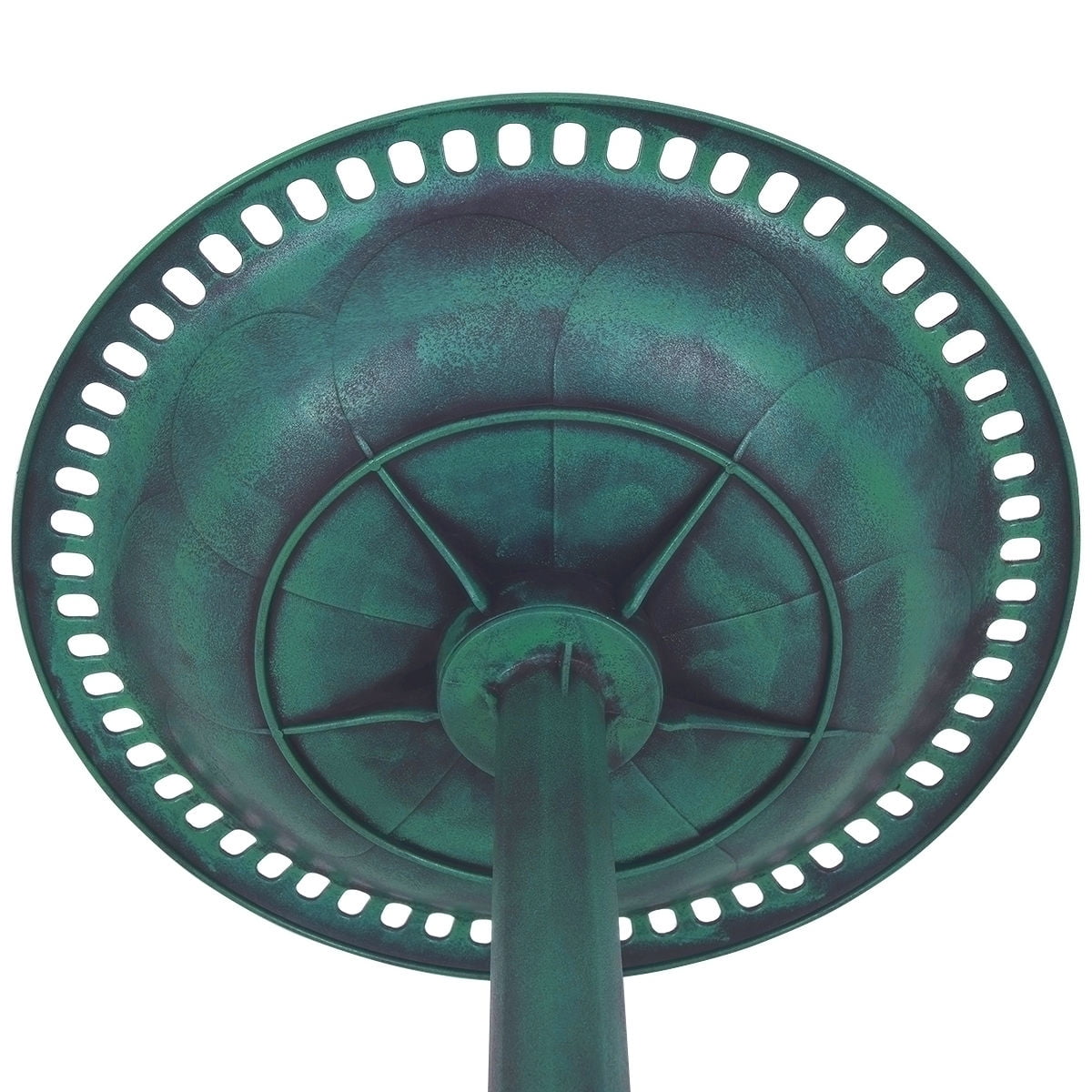 Green Pedestal Bird Bath and Feeder for Outdoors