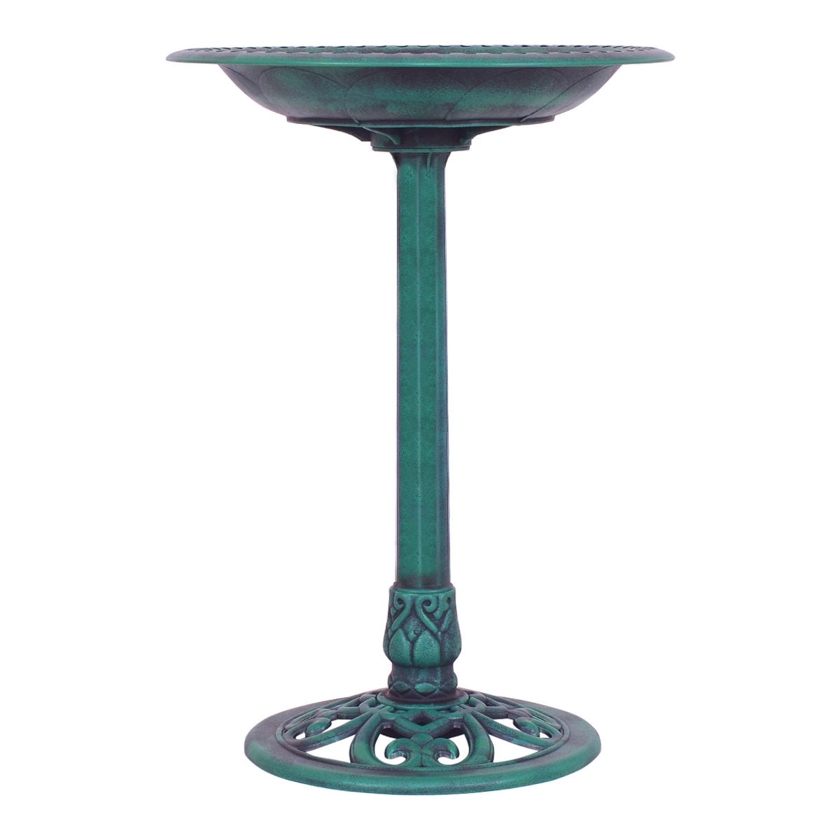 Green Pedestal Bird Bath and Feeder for Outdoors