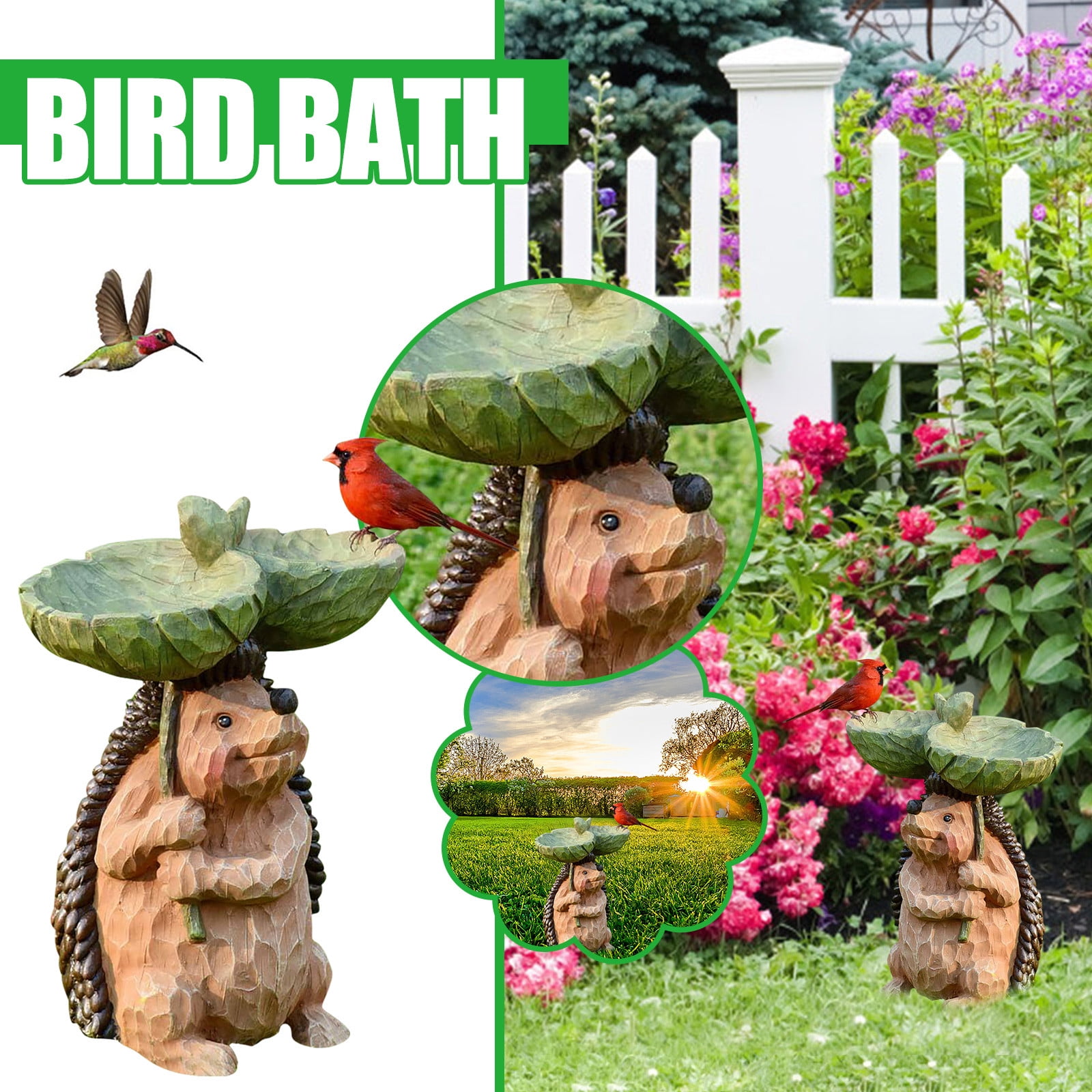 Handmade Resin Bird Bath Bowl for Outdoor Decor