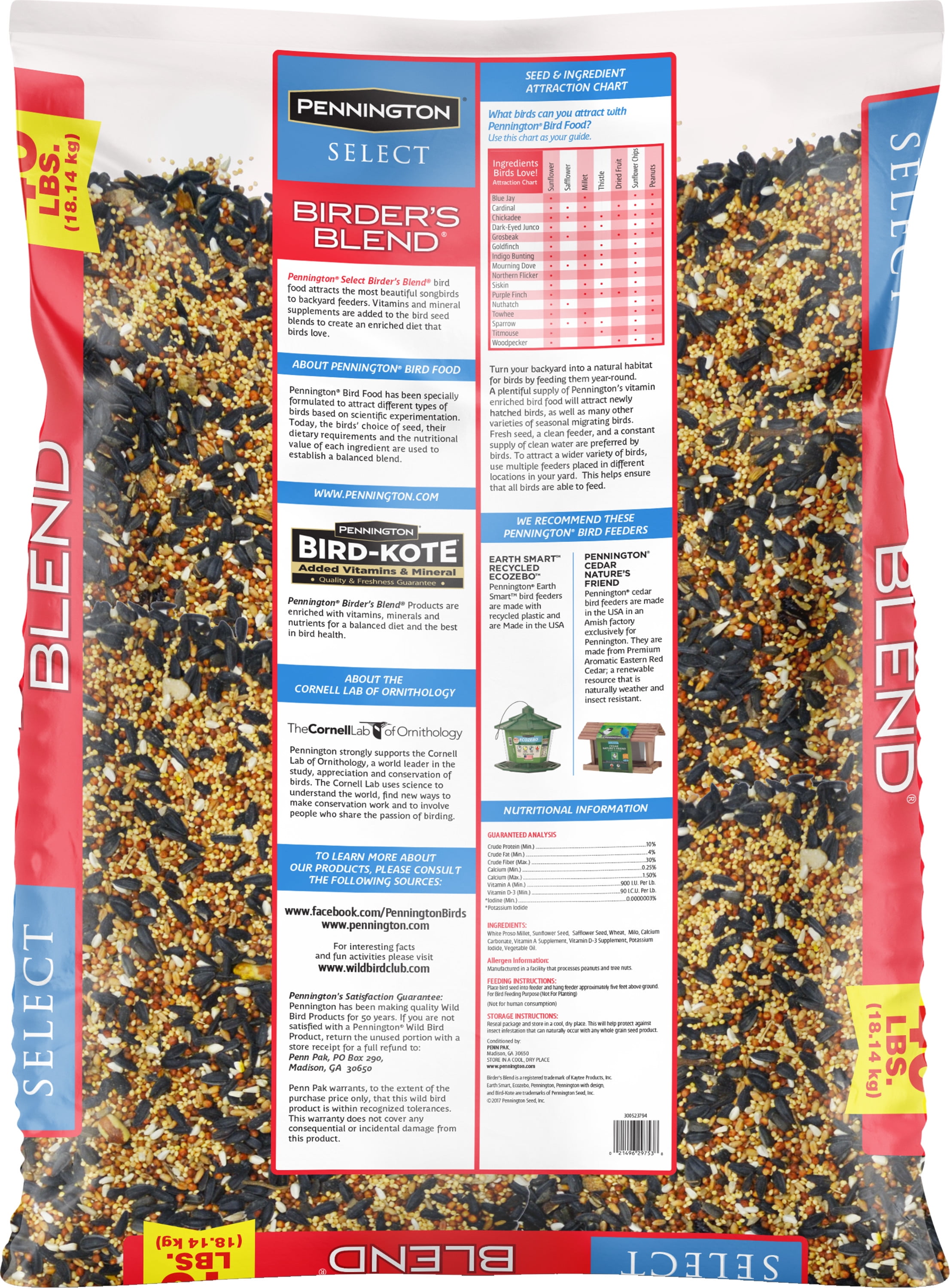 Pennington Select Bird Seed Blend, 40 lb Bag