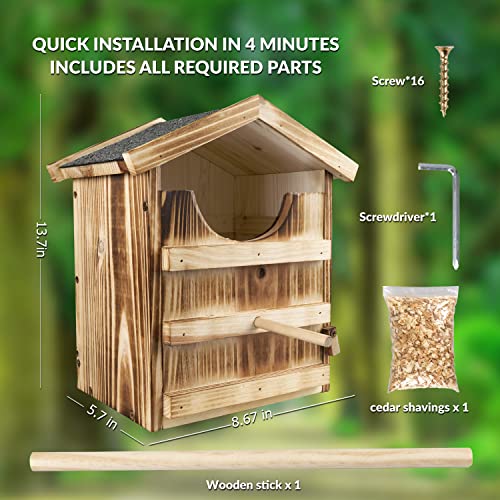 Large Owl House with Mounting Screws and Shavings