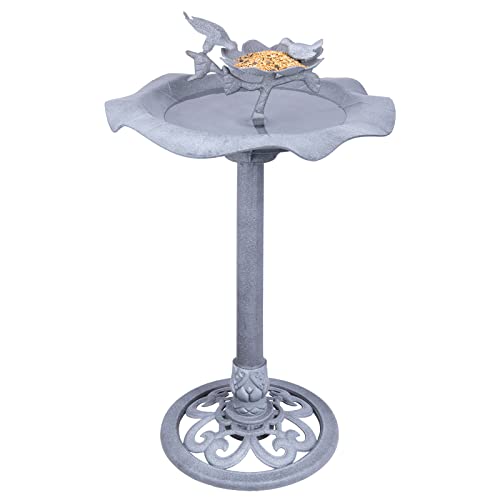 Large 33-Inch Lightweight Grey Bird Bath