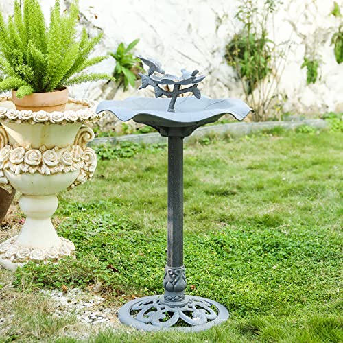 Large 33-Inch Lightweight Grey Bird Bath