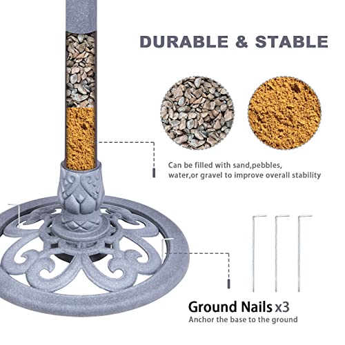 Large 33-Inch Lightweight Grey Bird Bath