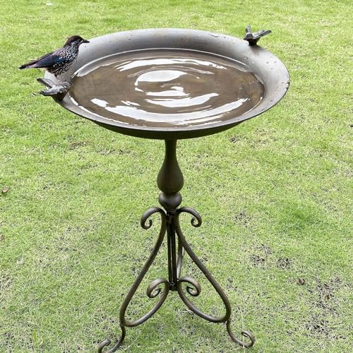 Metal Bird Bath with Stand, 45.7 x 71.1 cm