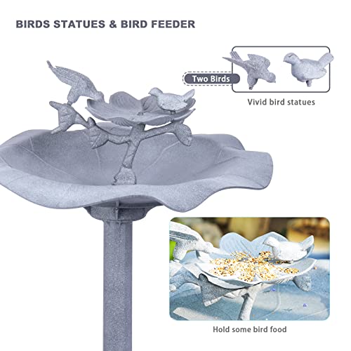 Large 33-Inch Lightweight Grey Bird Bath