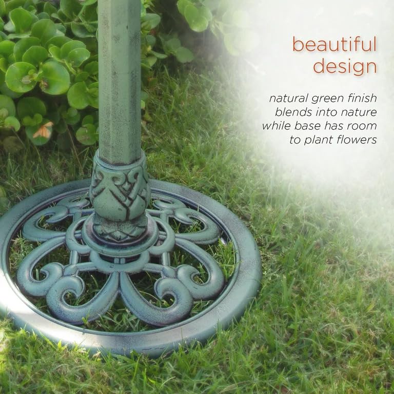 31" Antique Flower Birdbath with Bird Decoration