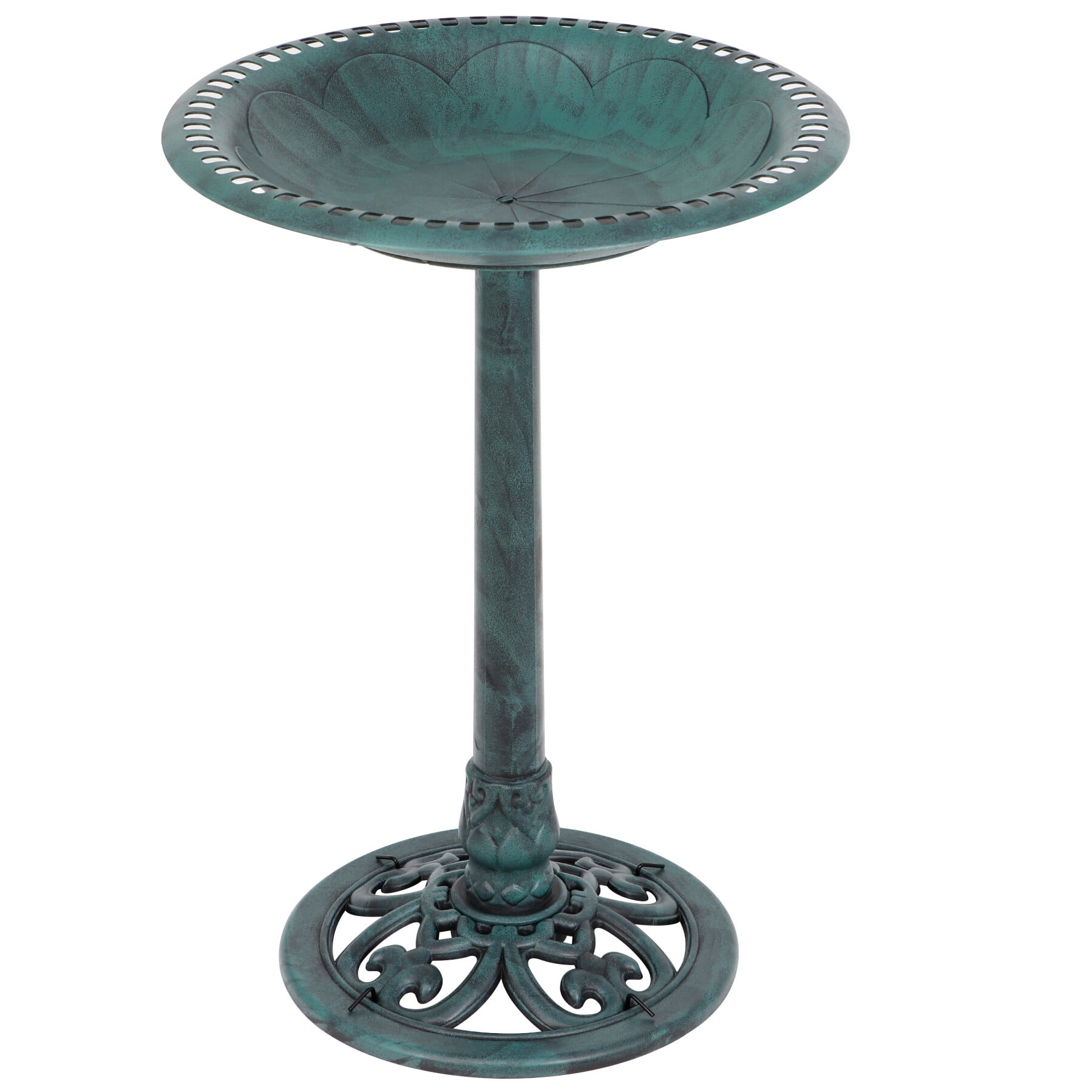 28" Vintage Freestanding Bird Bath in Green