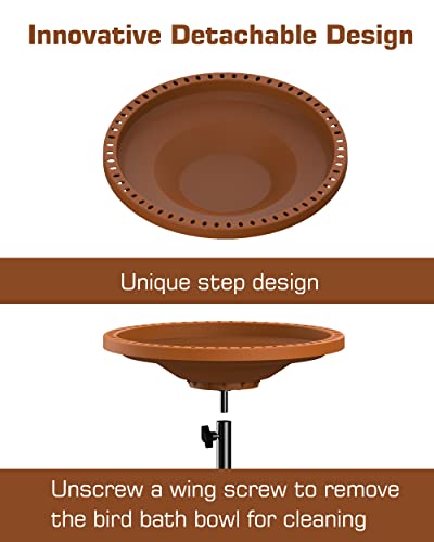 Freestanding Outdoor Bird Bath with Metal Stand