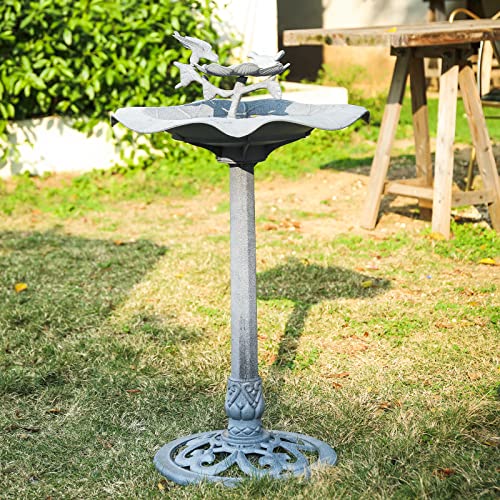 Large 33-Inch Lightweight Grey Bird Bath