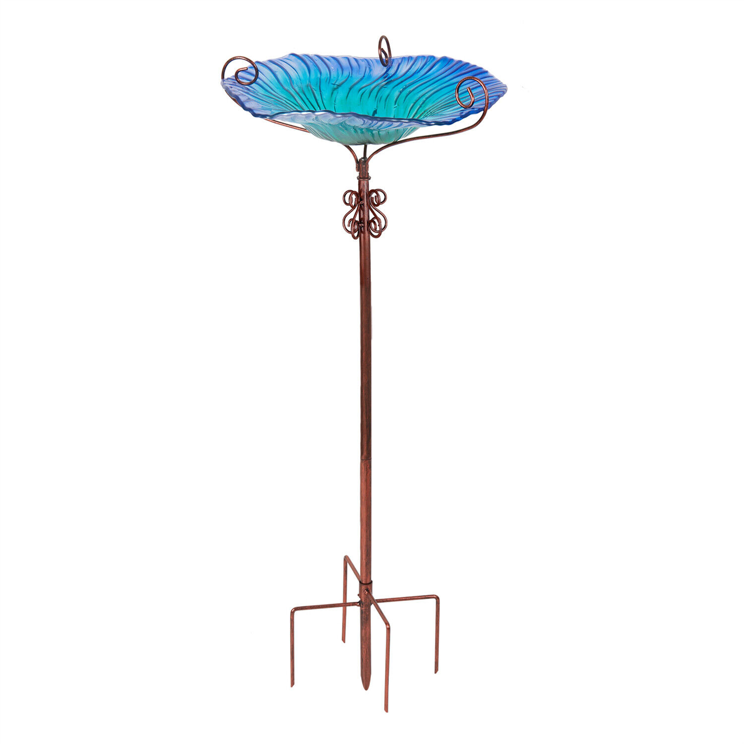 Freestanding Glass Bird Bath for Outdoor Gardens