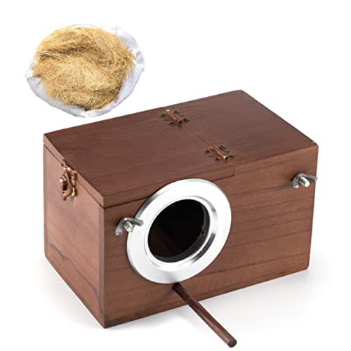 Parakeet Nesting Box with Natural Coconut Fiber