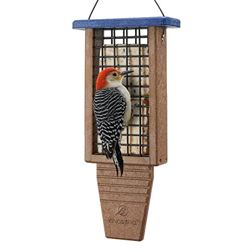 Double Capacity Plastic Suet Bird Feeder - Blue