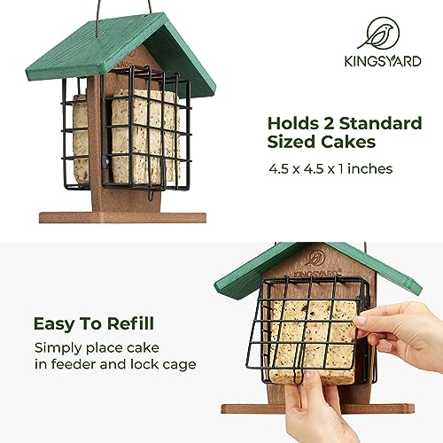 Recycled Plastic Double Suet Bird Feeder, Green