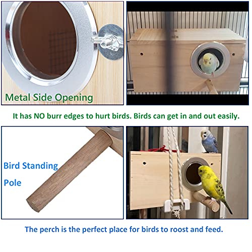 Wood Bird Nest Box with Perch for Budgies