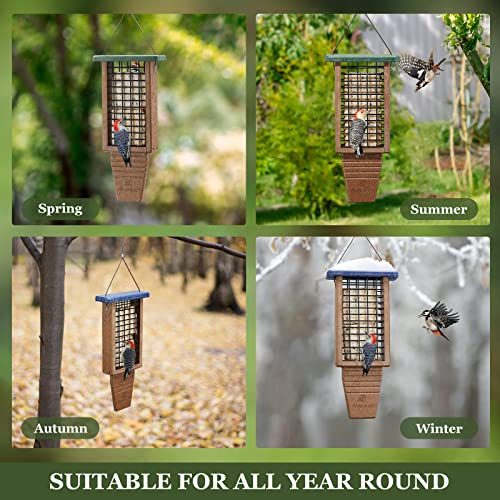 Double Capacity Plastic Suet Bird Feeder - Blue