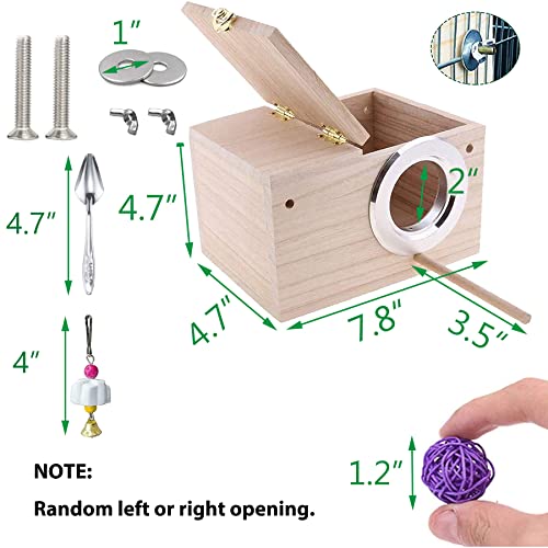 Wood Bird Nest Box with Perch for Budgies
