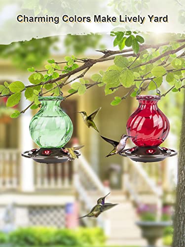 Red Glass Hummingbird Feeder with 5 Feeding Ports