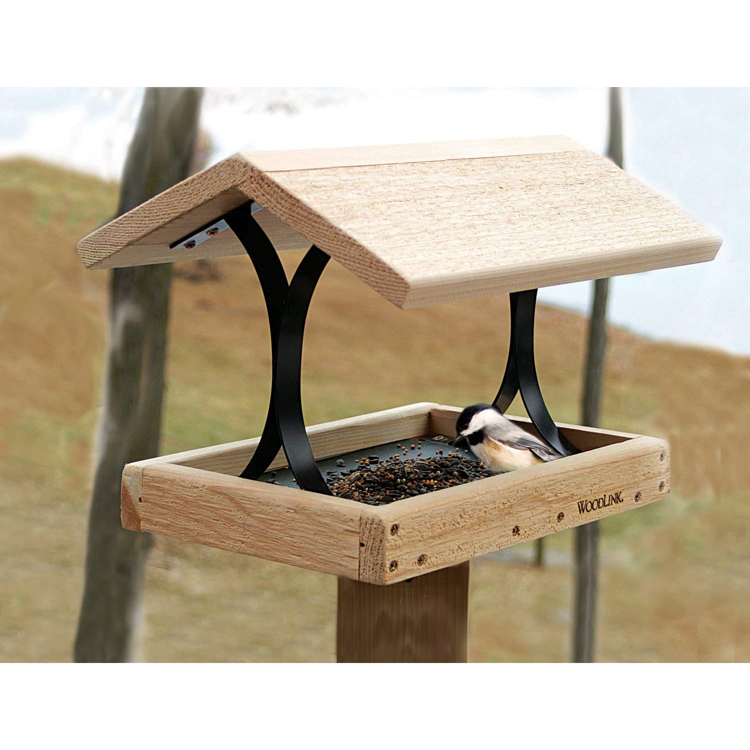 Cedar and Metal Platform Bird Feeder