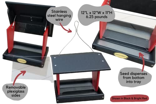 Large Hanging Bird Feeder in Turf Green & Cherry