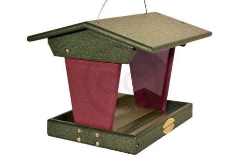 Large Hanging Bird Feeder in Turf Green & Cherry