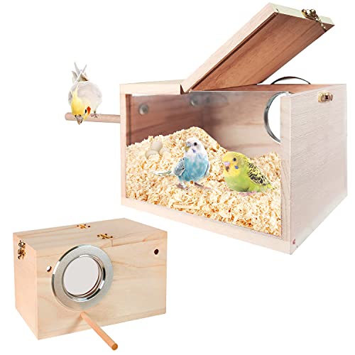 Clear Parakeet Nesting Box with Perch for Cages