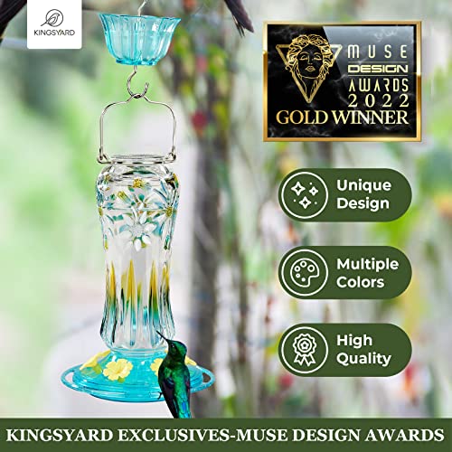 Turquoise Hummingbird Feeder with Ant Moat, 25 Oz