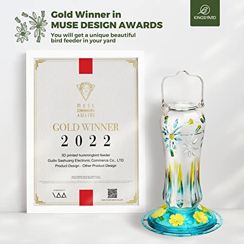 Turquoise Hummingbird Feeder with Ant Moat, 25 Oz