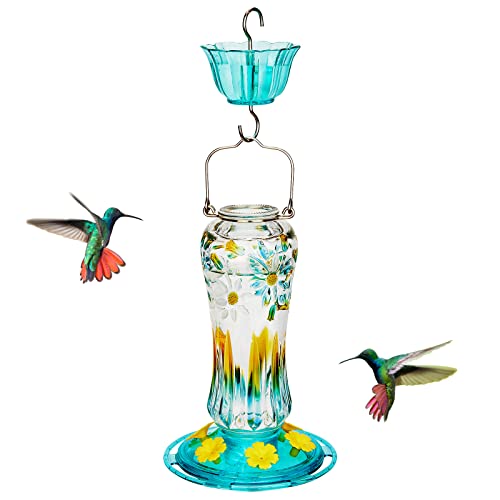 Turquoise Hummingbird Feeder with Ant Moat, 25 Oz