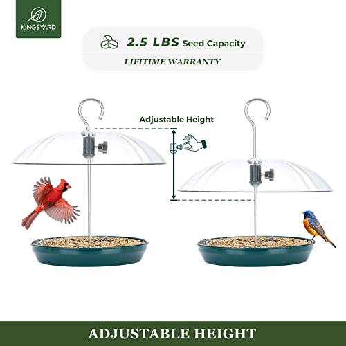 Kingsyard Adjustable Metal Bird Feeder with Dome