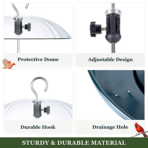 Kingsyard Adjustable Metal Bird Feeder with Dome