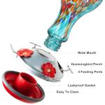 Hand Blown Blue Hummingbird Feeder with 4 Ports