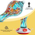 Hand Blown Blue Hummingbird Feeder with 4 Ports