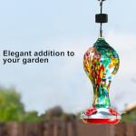 Hand Blown Blue Hummingbird Feeder with 4 Ports