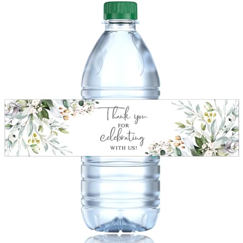 100 Wedding Water Bottle Labels with Floral Design