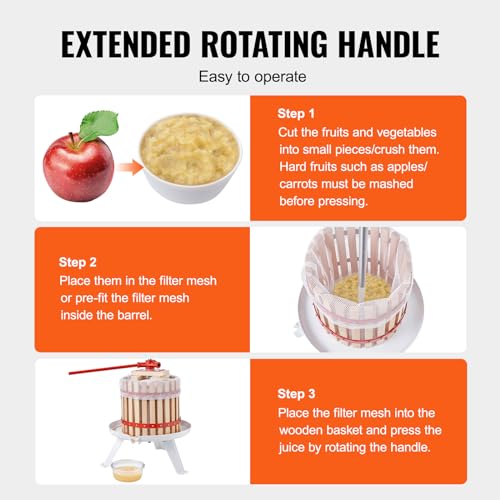 VEVOR Manual Wine and Cider Press with Wood Basket