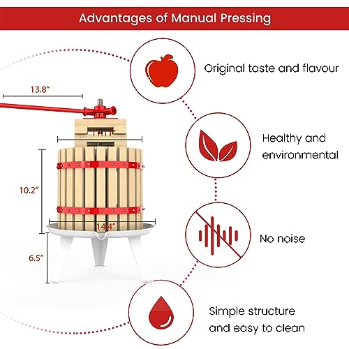 Ejwox Manual Fruit and Wine Press, 1.6-4.75 Gallon
