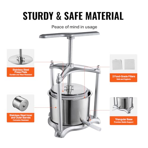 VEVOR Manual Fruit Wine Press - 1.6 Gallon