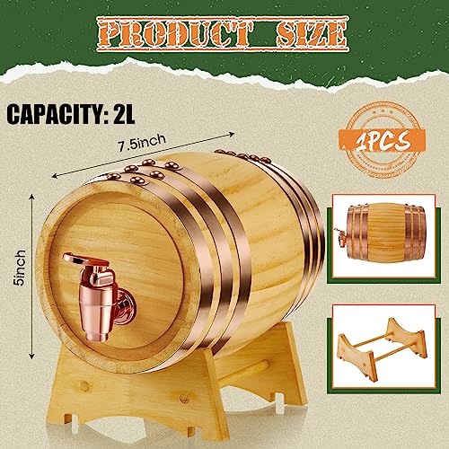 2L Oak Barrel with Stand for Home Decor