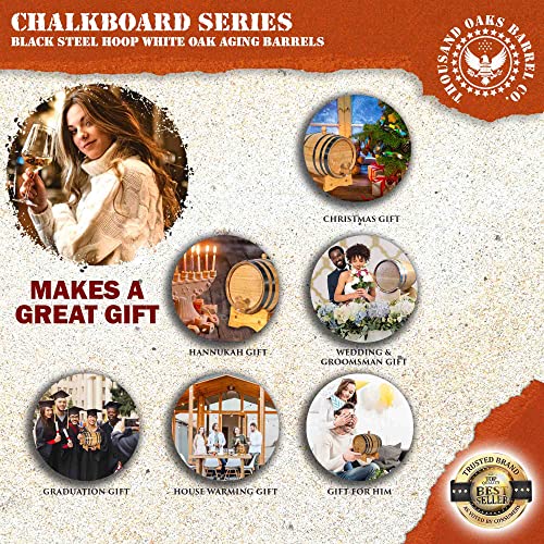 Mini Oak Barrel Dispenser with Chalkboard Front