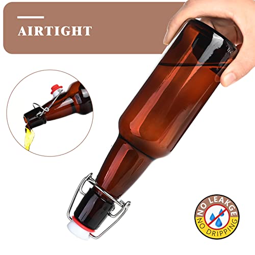 Amber Beer Bottles with Flip Caps, 10 Pack