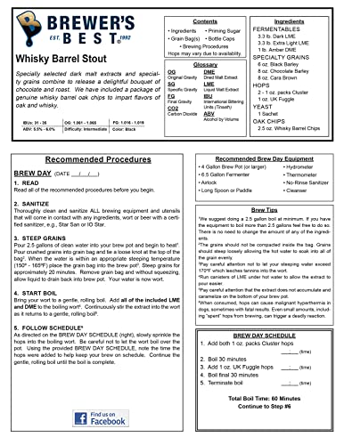 Whiskey Barrel Stout Beer Making Kit