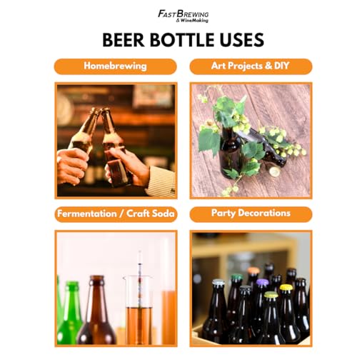 24-Pack Amber Longneck Glass Beer Bottles
