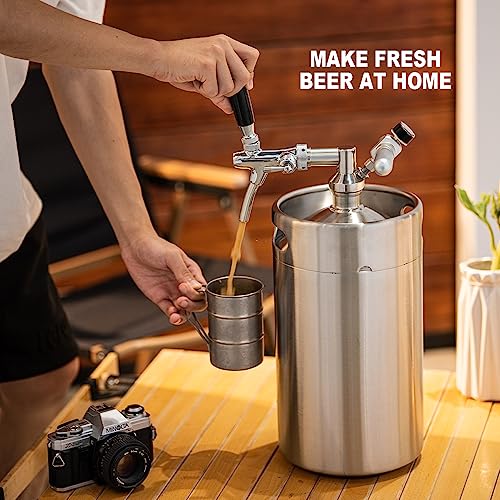 Pressurized Mini Keg Growler with Adjustable Faucet