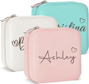 Personalized Travel Jewelry Box with Name & Heart